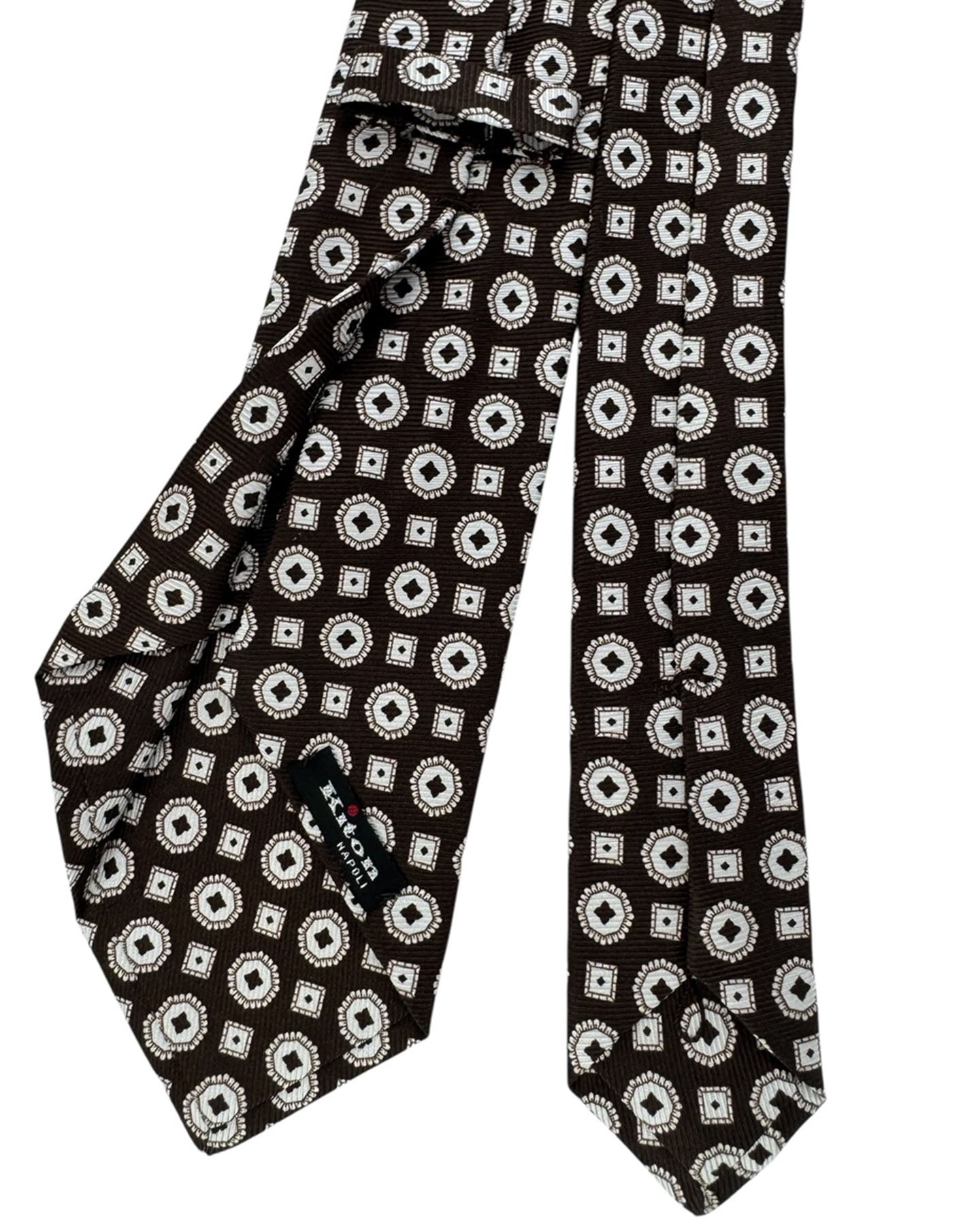 Kiton Sevenfold Tie Dark Brown Medallion