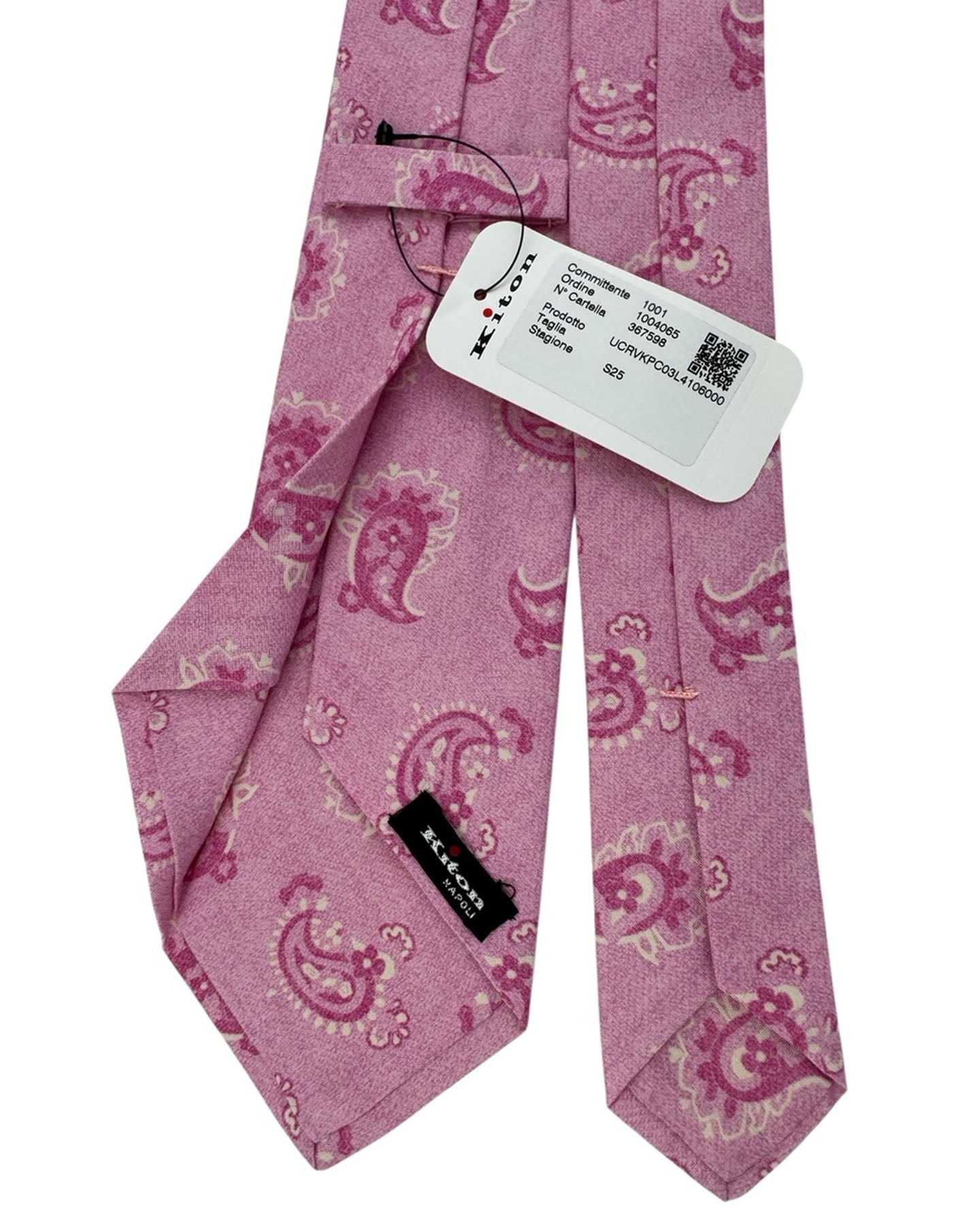 Kiton Silk Tie Pink Paisley Design - Sevenfold Construction
