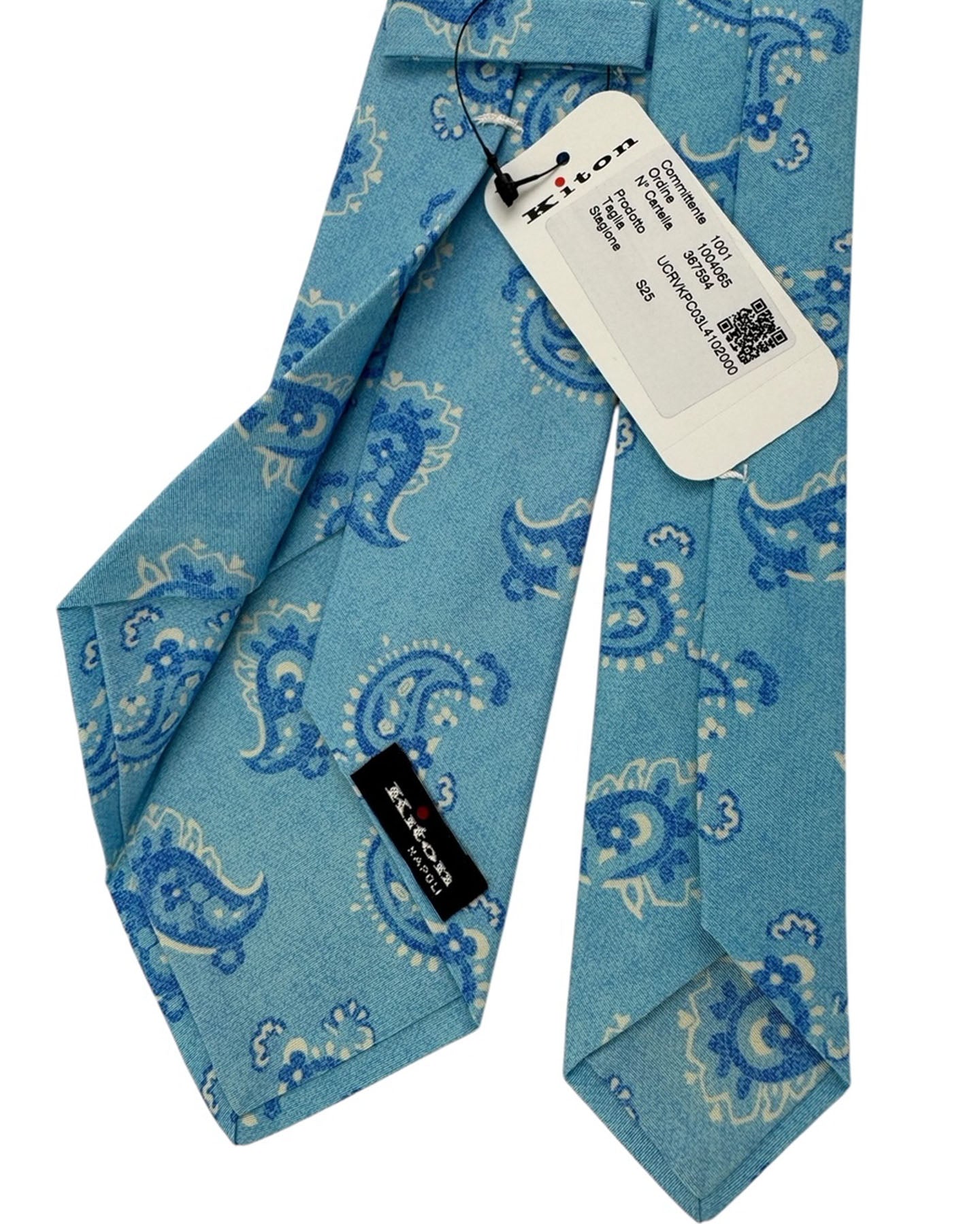 Kiton Sevenfold Tie Blue Paisley