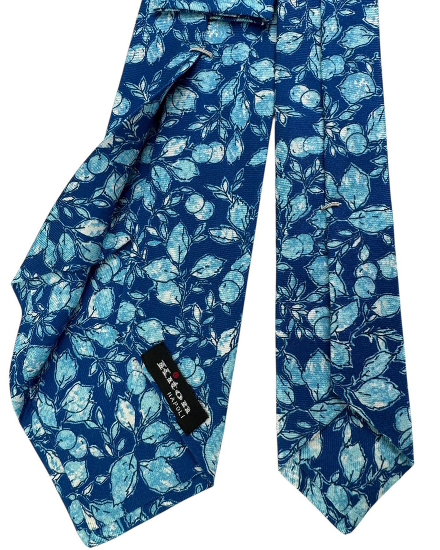 Kiton Sevenfold Tie Navy Blue and Light Blue