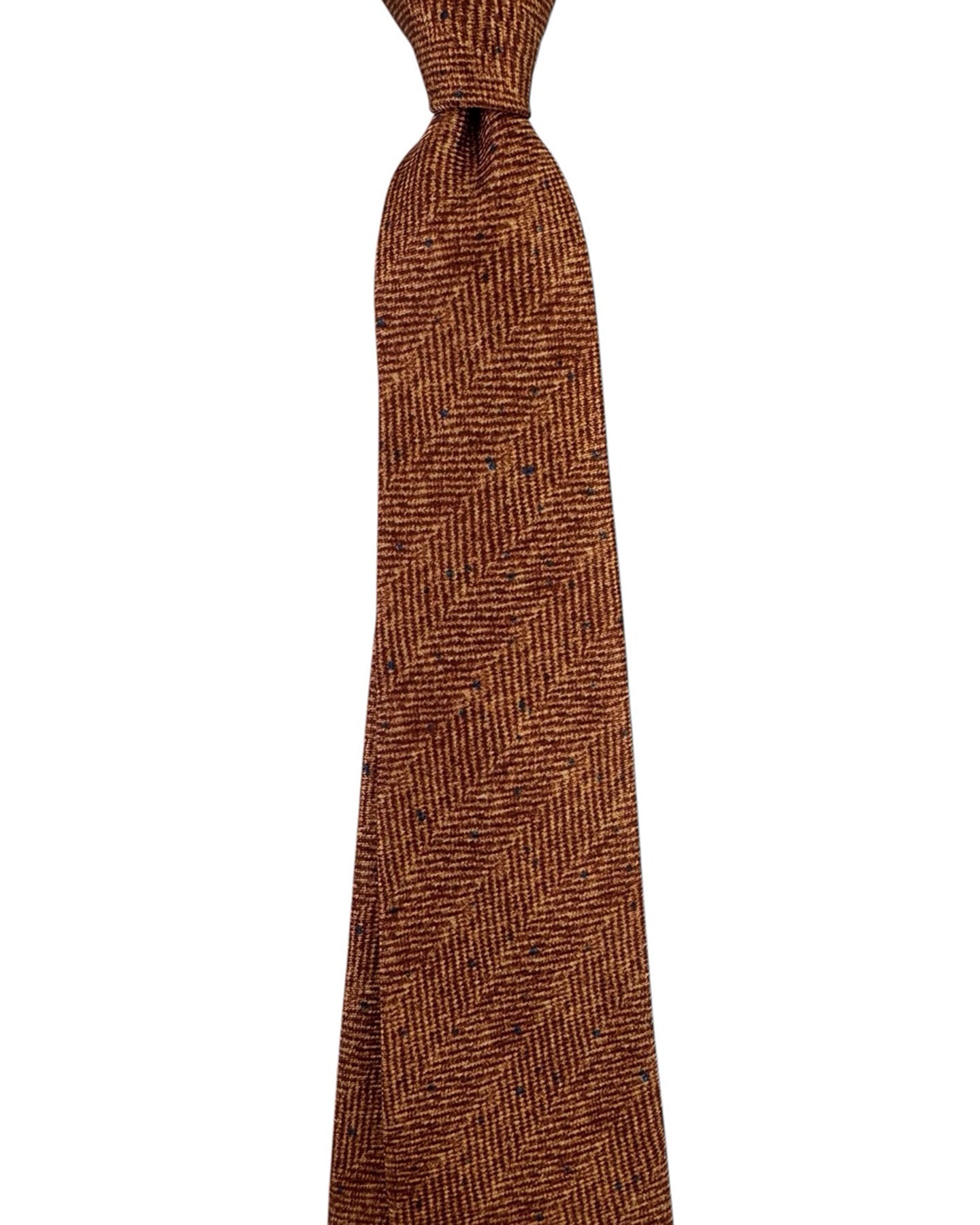 Kiton Sevenfold Tie Brown Herringbone Green Speckles