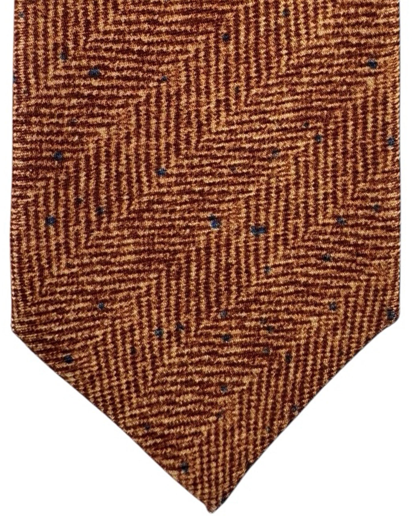 Kiton Sevenfold Tie Brown Herringbone Green Speckles