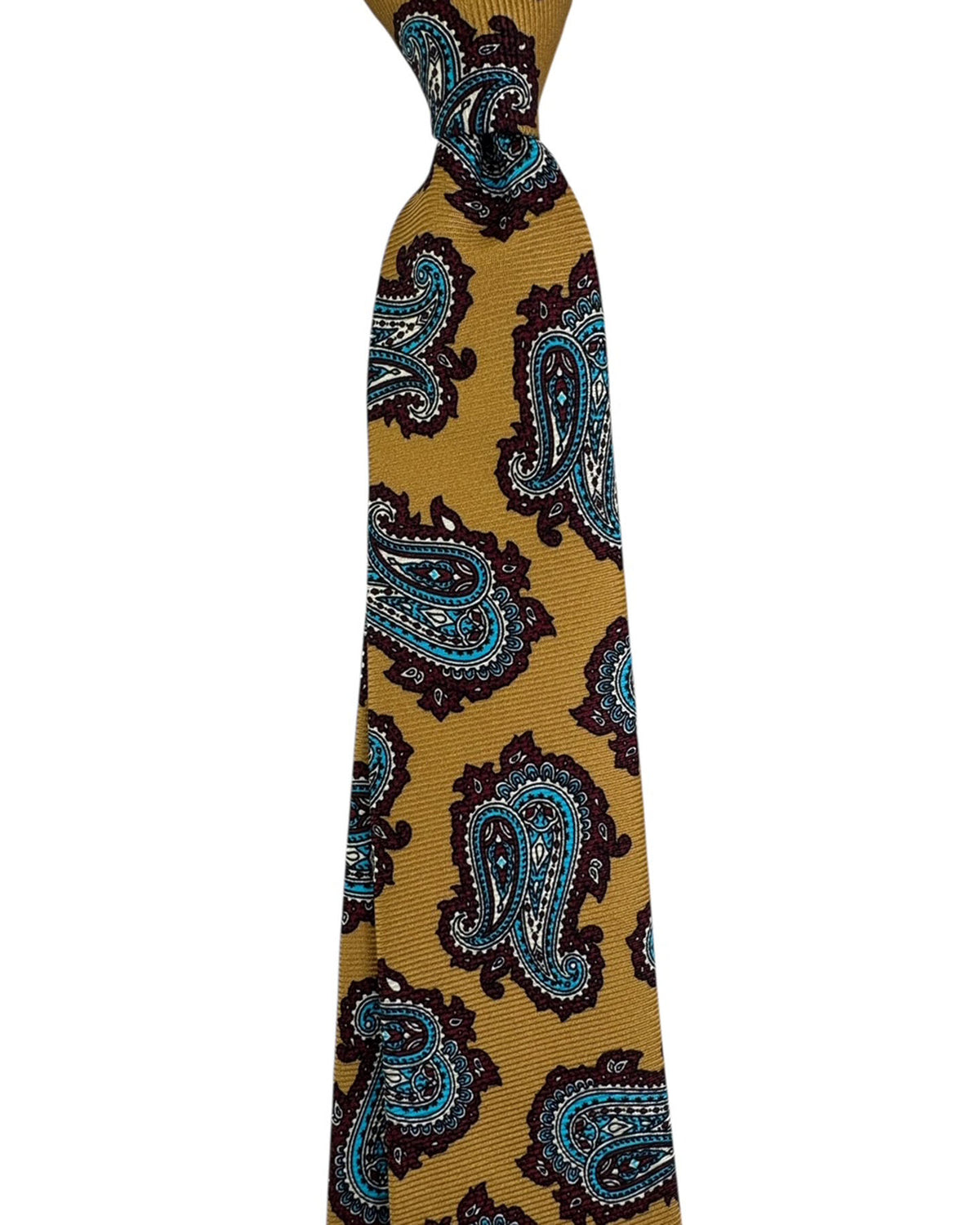 Kiton Sevenfold Tie Olive Brown Aqua Paisley Design
