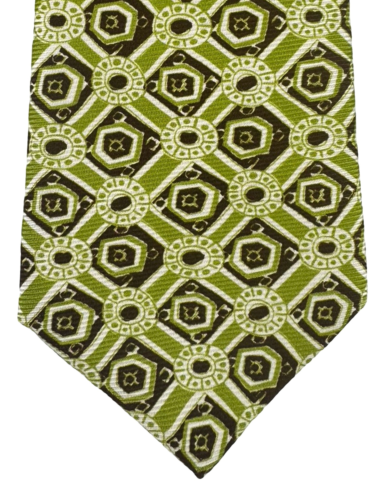 Kiton Sevenfold Tie Green Brown White
