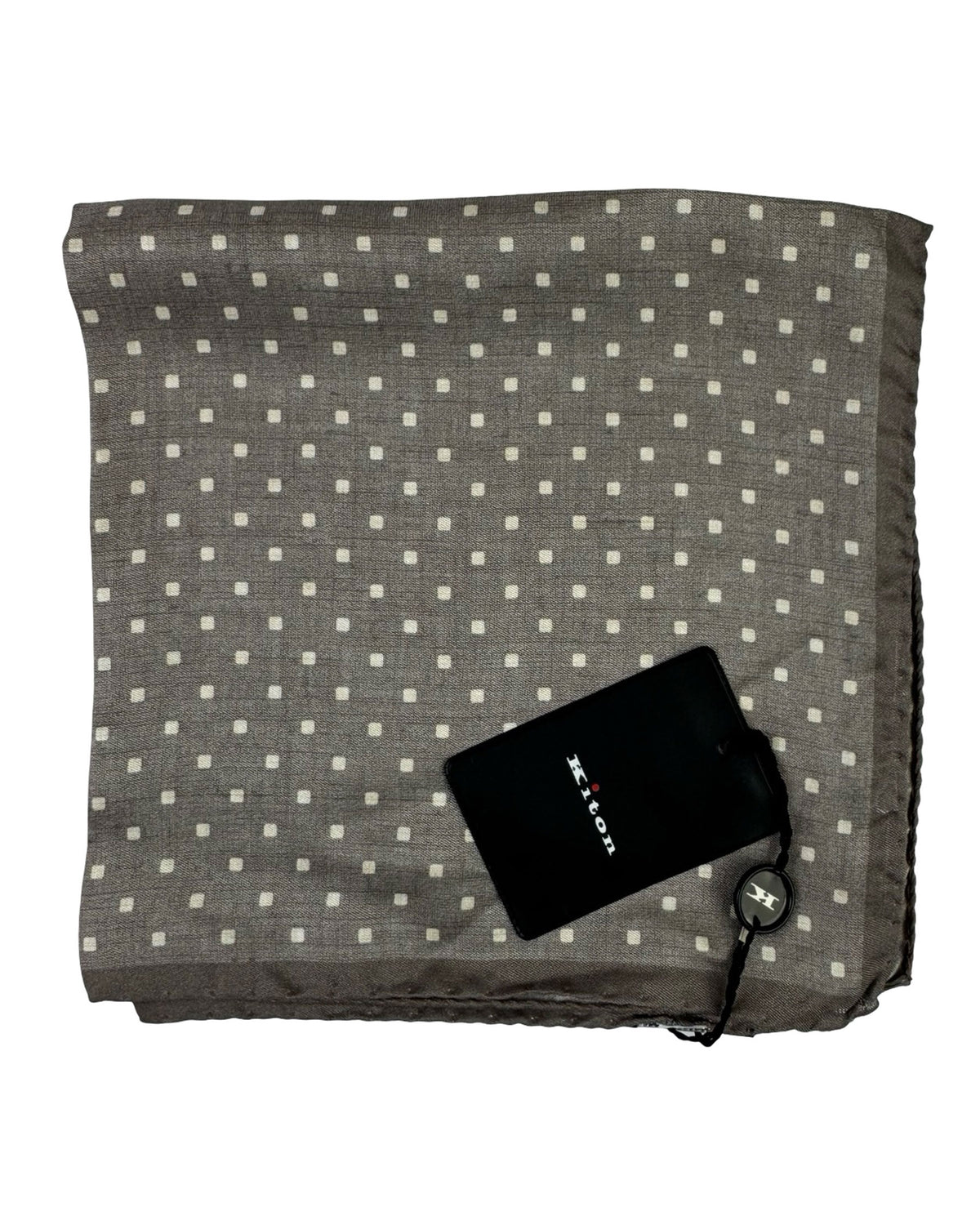 Kiton Silk Pocket Square Gray Geometric