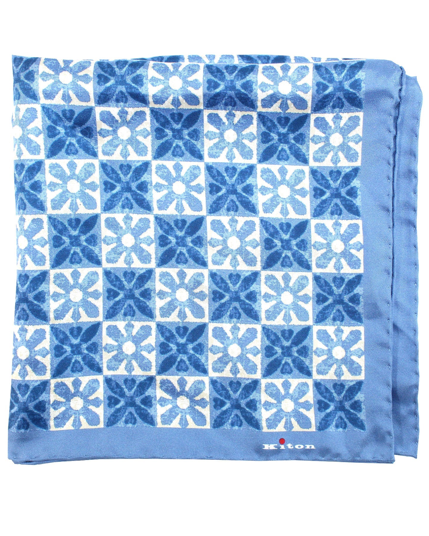 Kiton Scarf Blue Geometric - Men Collection - Silk