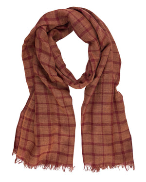 Kiton Scarf Brown Windowpane - Luxury Cashmere Men Shawl