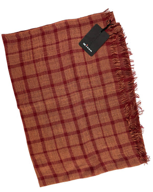 Kiton Scarf Brown Windowpane - Luxury Cashmere Men Shawl