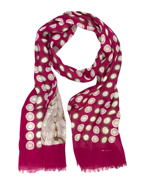 Kiton Scarf Hot Pink Dots & Ornamental - Linen Men Shawl