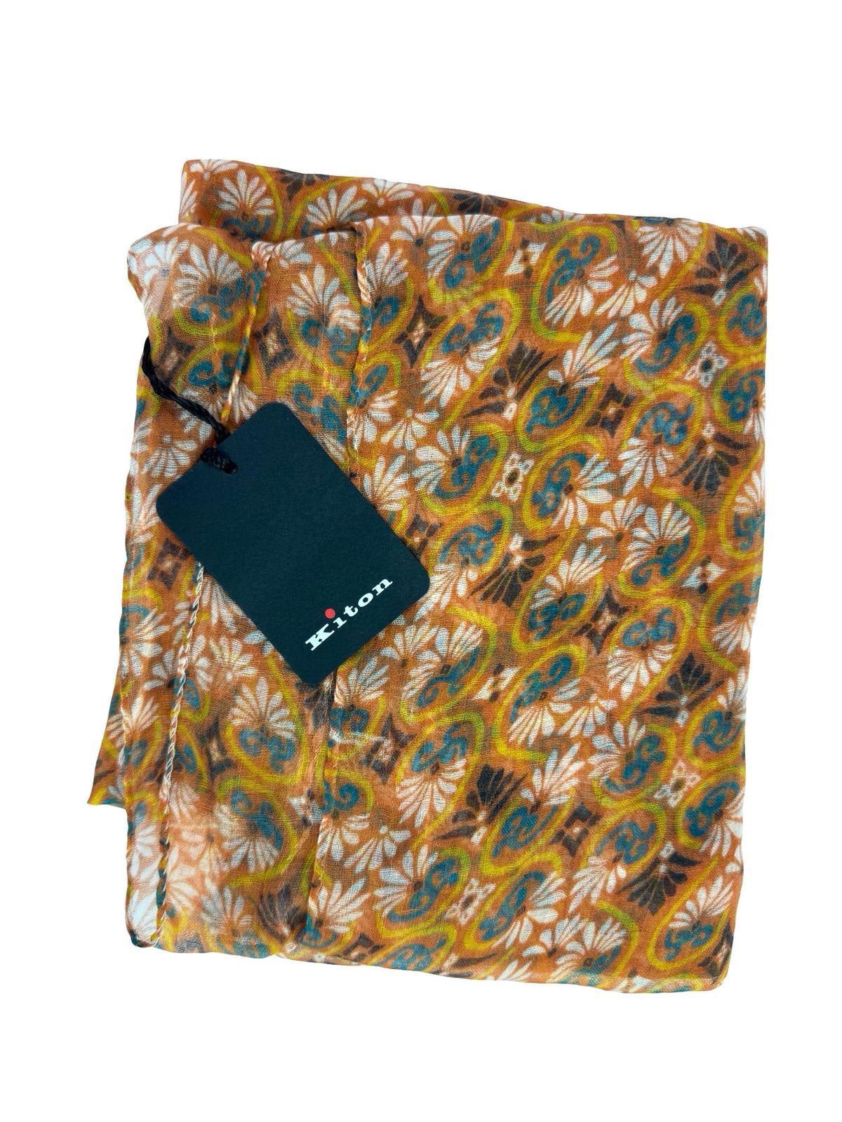 Kiton Scarf Olive Floral - Luxury Silk Men Shawl 
