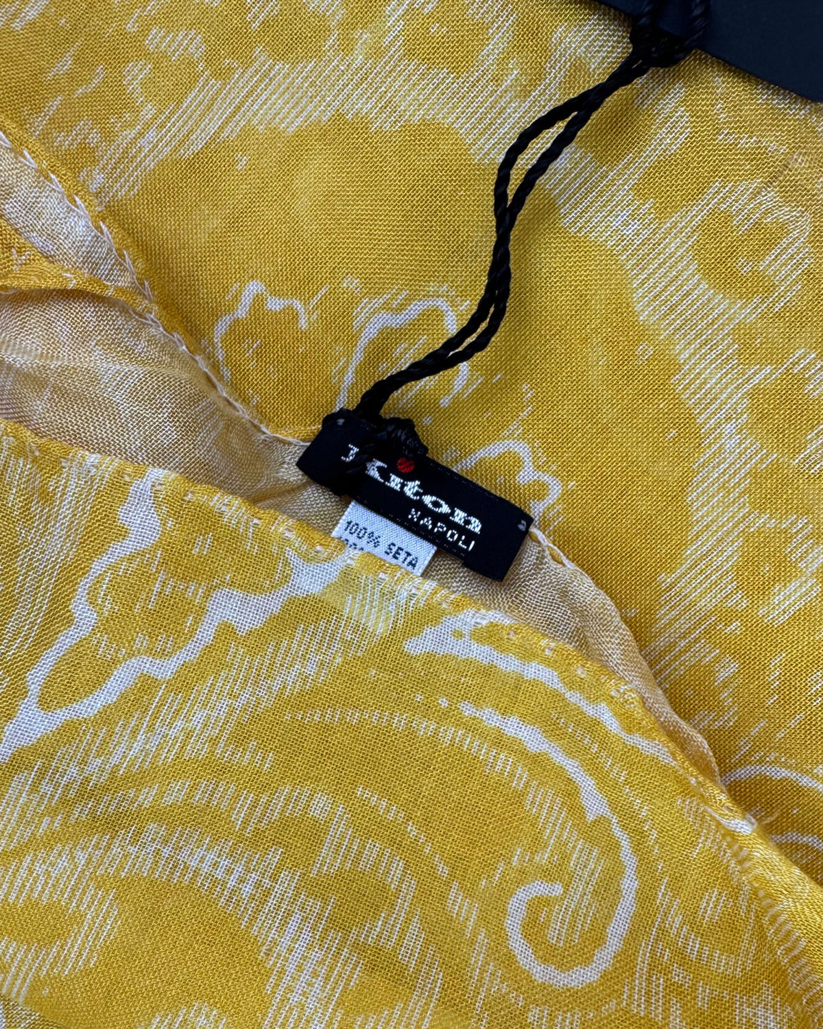 Kiton Scarf Yellow White Floral  Paisley - Luxury Men Shawl
