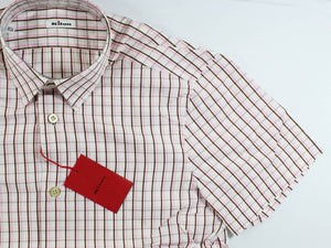 Kiton Short Sleeve Shirt White Pink Brown 