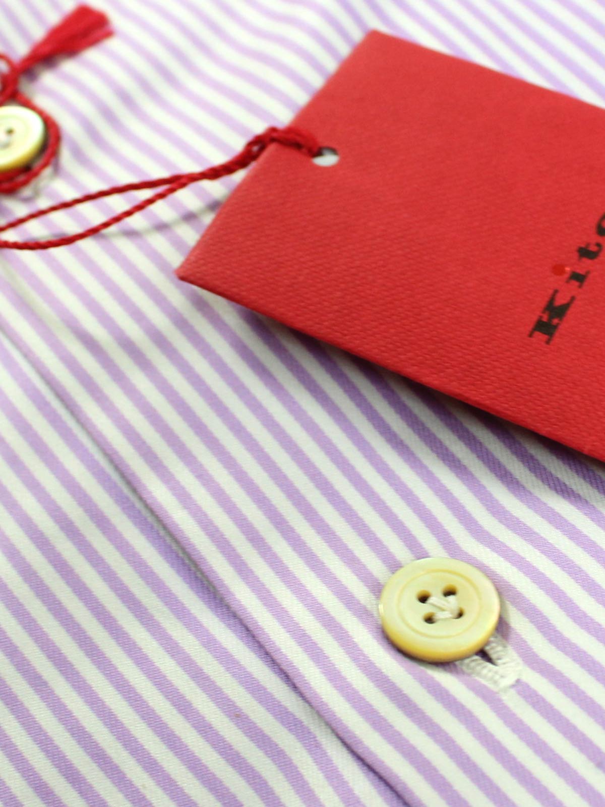 Kiton Dress Shirt White Lilac Design - Sartorial 43 - 17 SALE