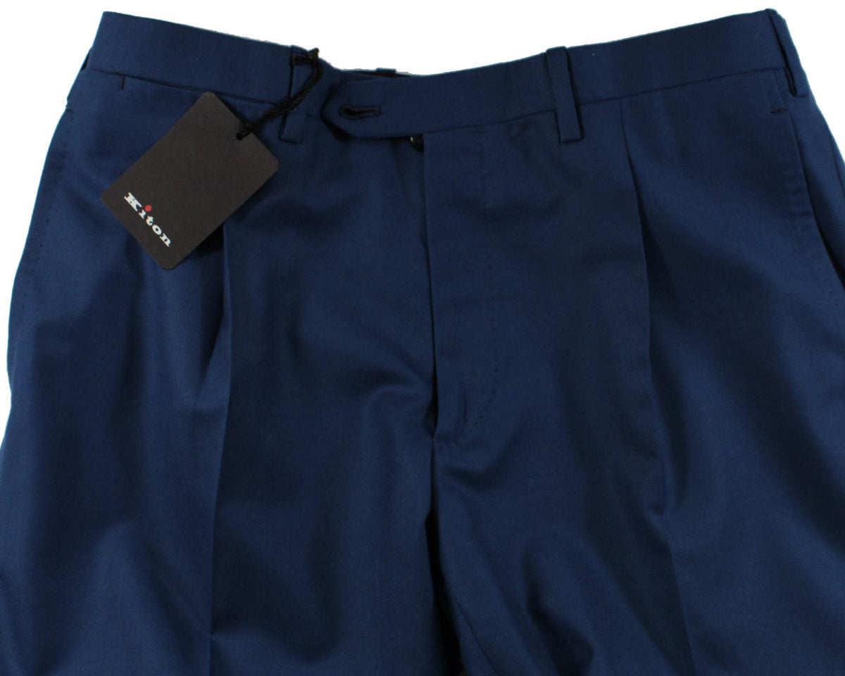 Kiton Suit Dark Blue 14 Micron Wool EU 48 - US 38 R