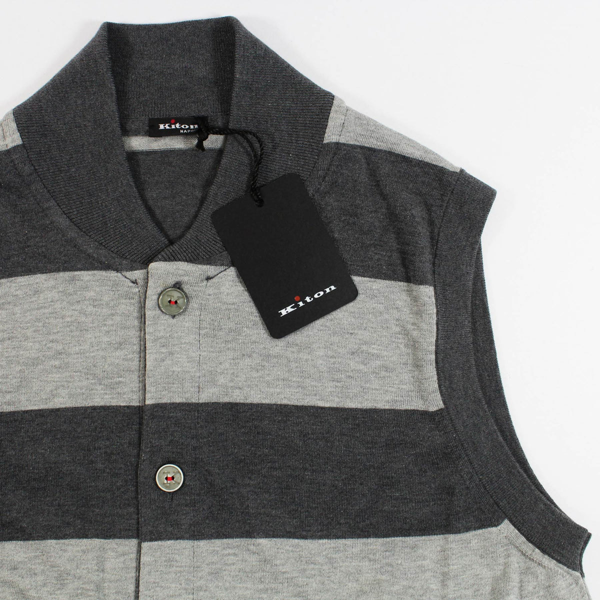 Kiton Cardigan Gray Stripes 
