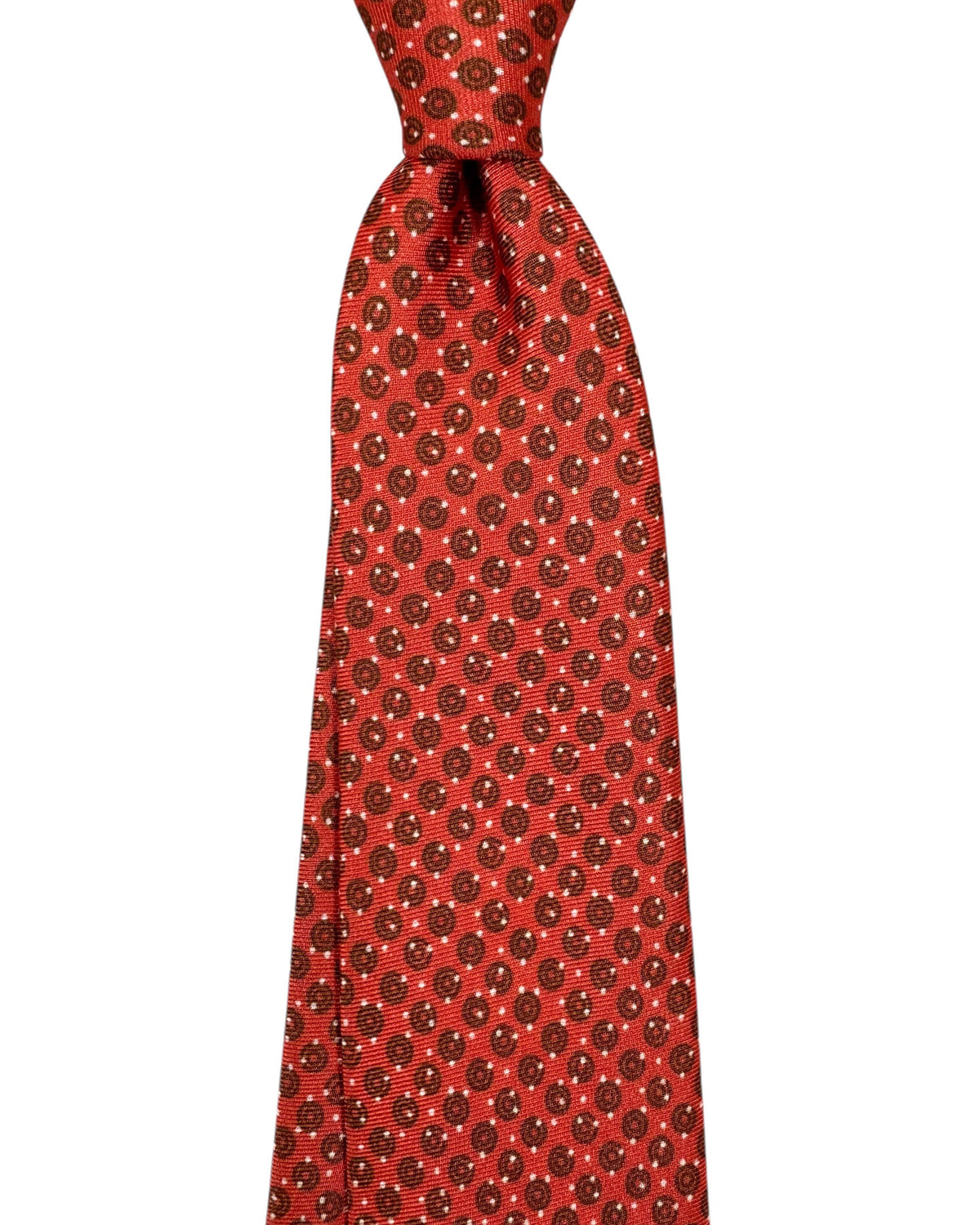 Kiton Tie Orange Olive Dots - Sevenfold Necktie