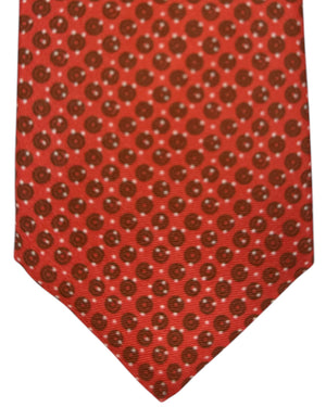 Kiton Tie Orange Olive Dots - Sevenfold Necktie
