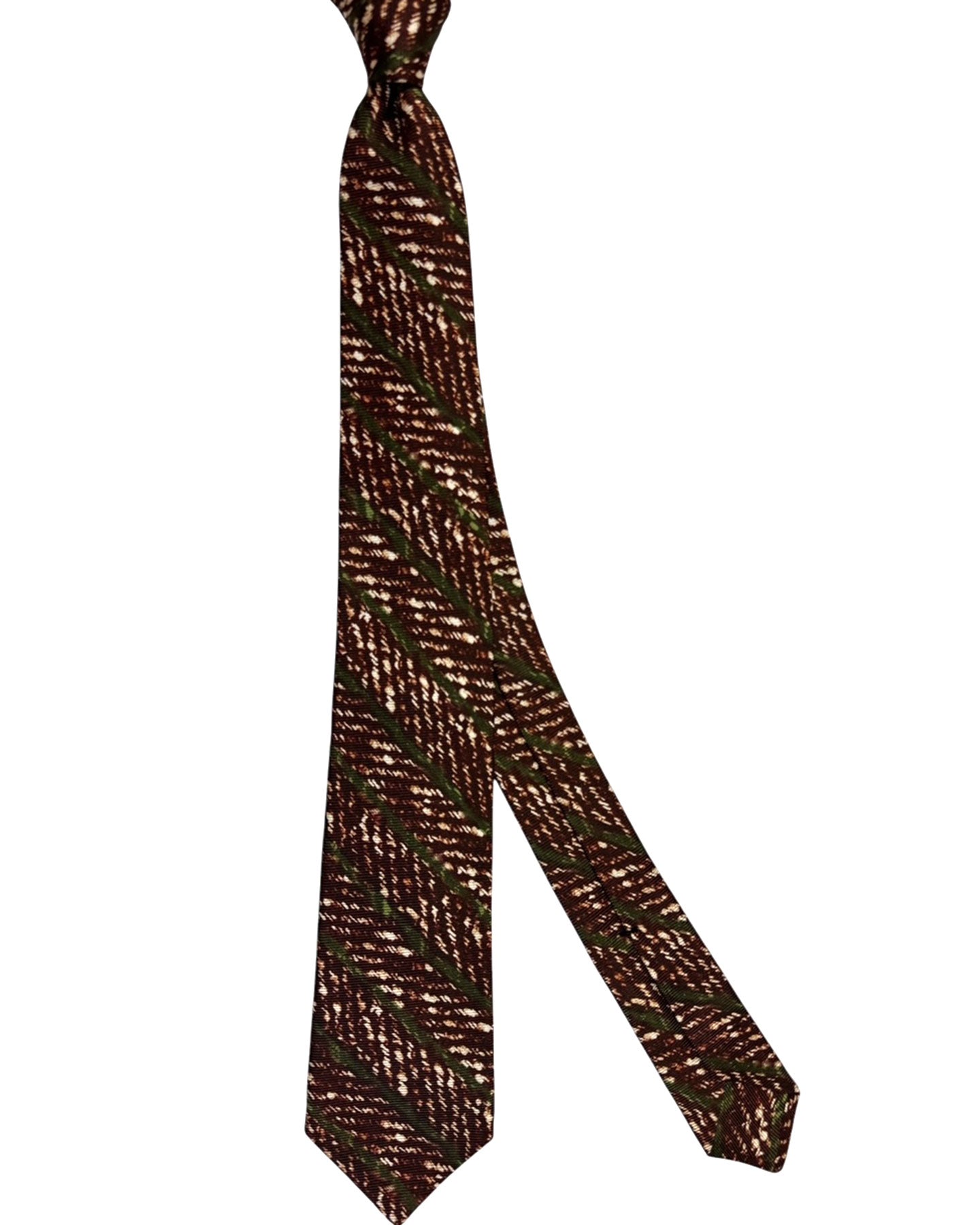 Kiton Tie Brown Green Stripes Design - Sevenfold Necktie