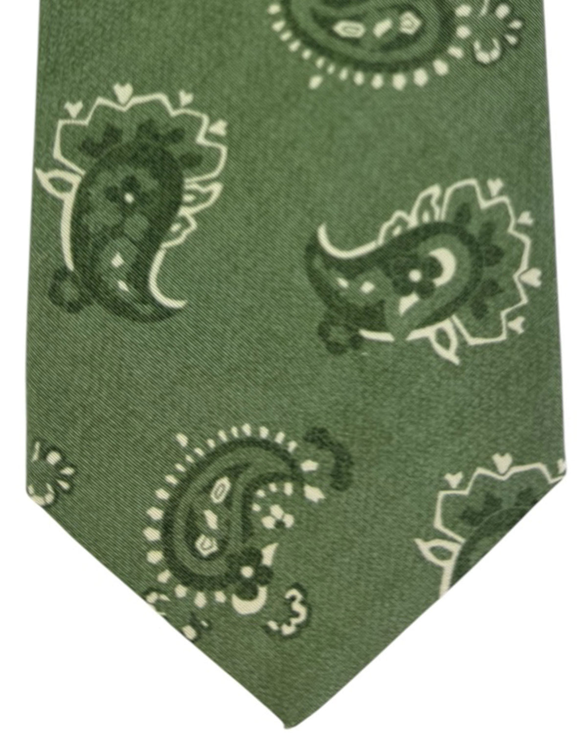 Kiton Sevenfold Tie  Sage Green Paisley 