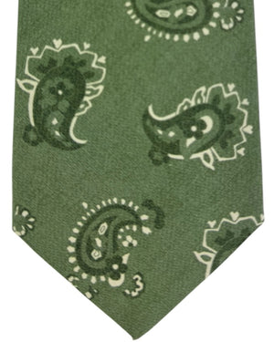 Kiton Sevenfold Tie  Sage Green Paisley 