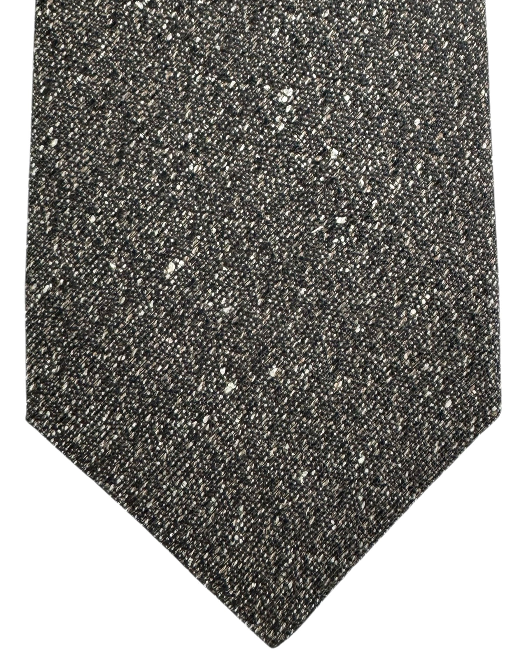 Kiton Sevenfold Tie Gray Black Brown Pattern