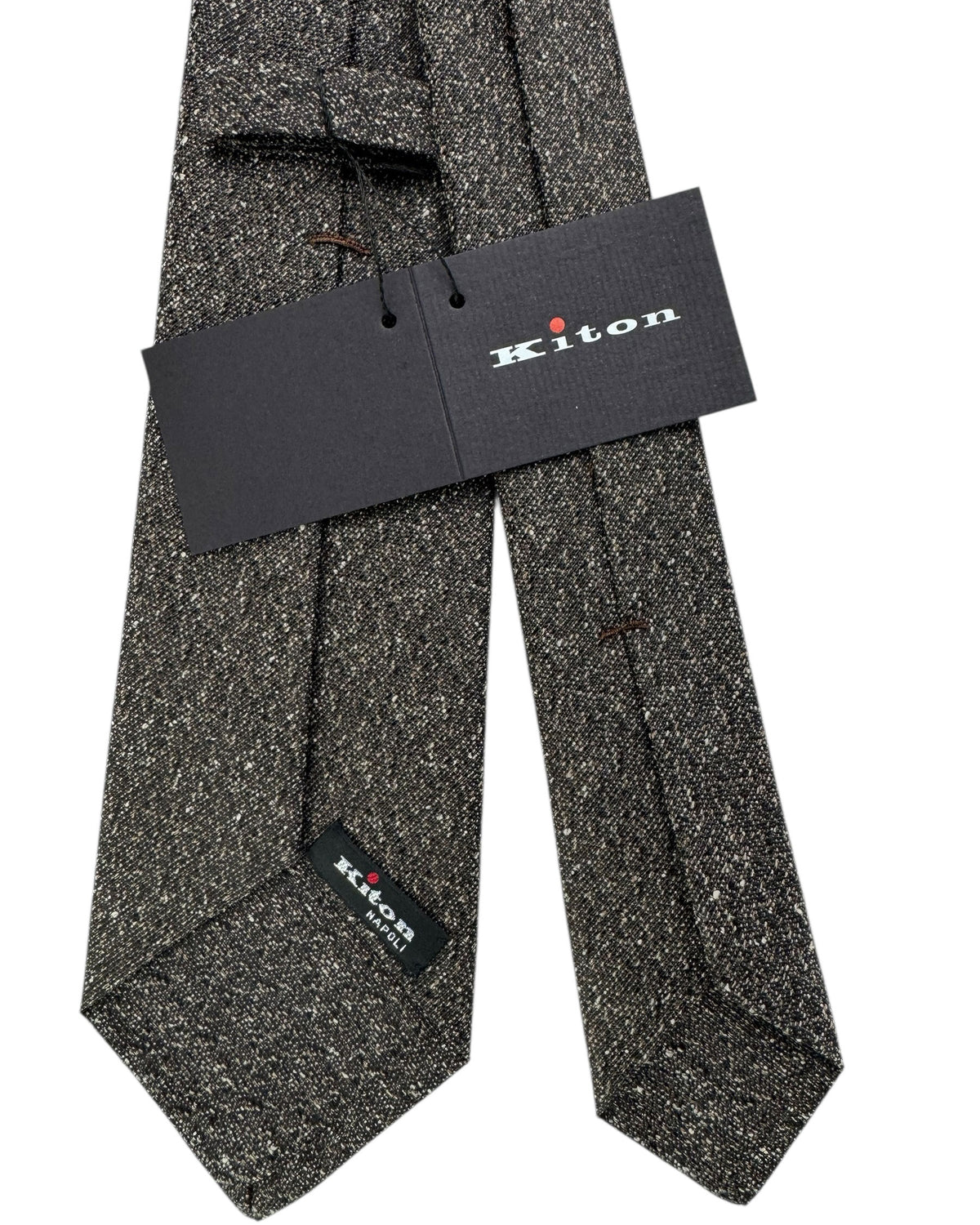 Kiton Sevenfold Tie Gray Black Brown Pattern