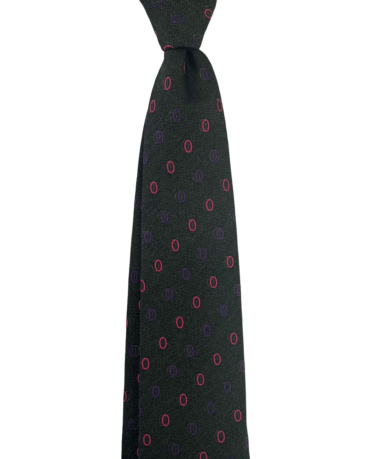 Kiton Sevenfold Tie Dark Green Pink Purple Ovals