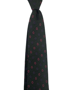 Kiton Sevenfold Tie Dark Green Pink Purple Ovals