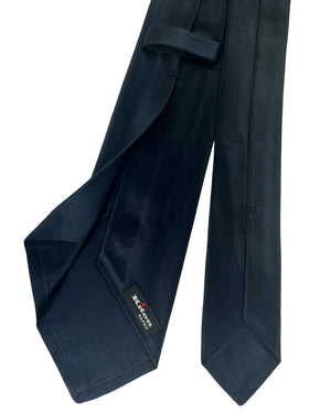 Kiton Sevenfold Tie Dark Blue Solid