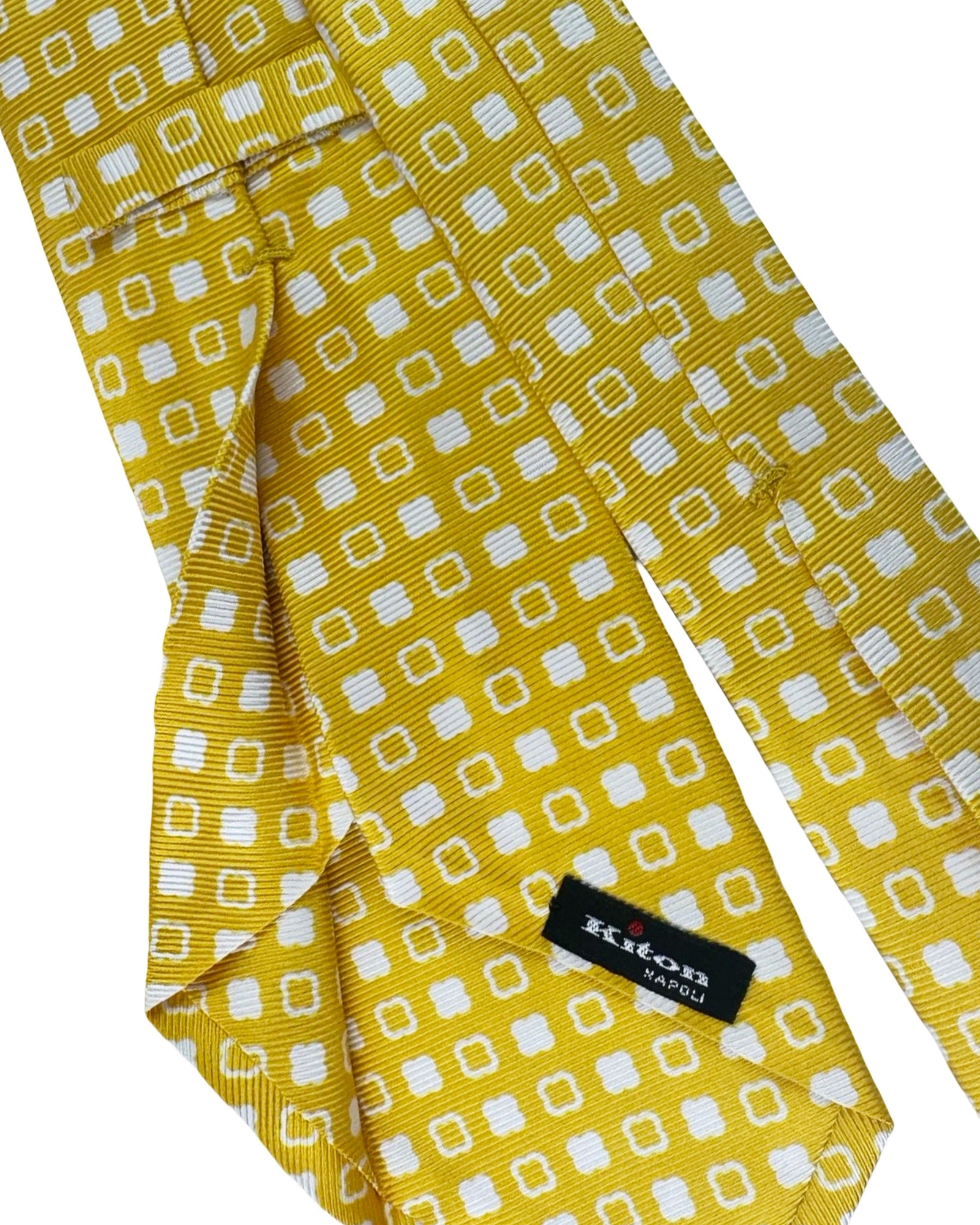 Kiton Sevenfold Tie Orange White Geometric
