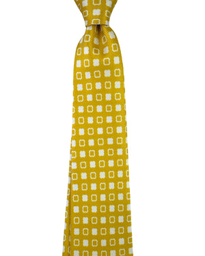 Kiton Sevenfold Tie Orange White Geometric