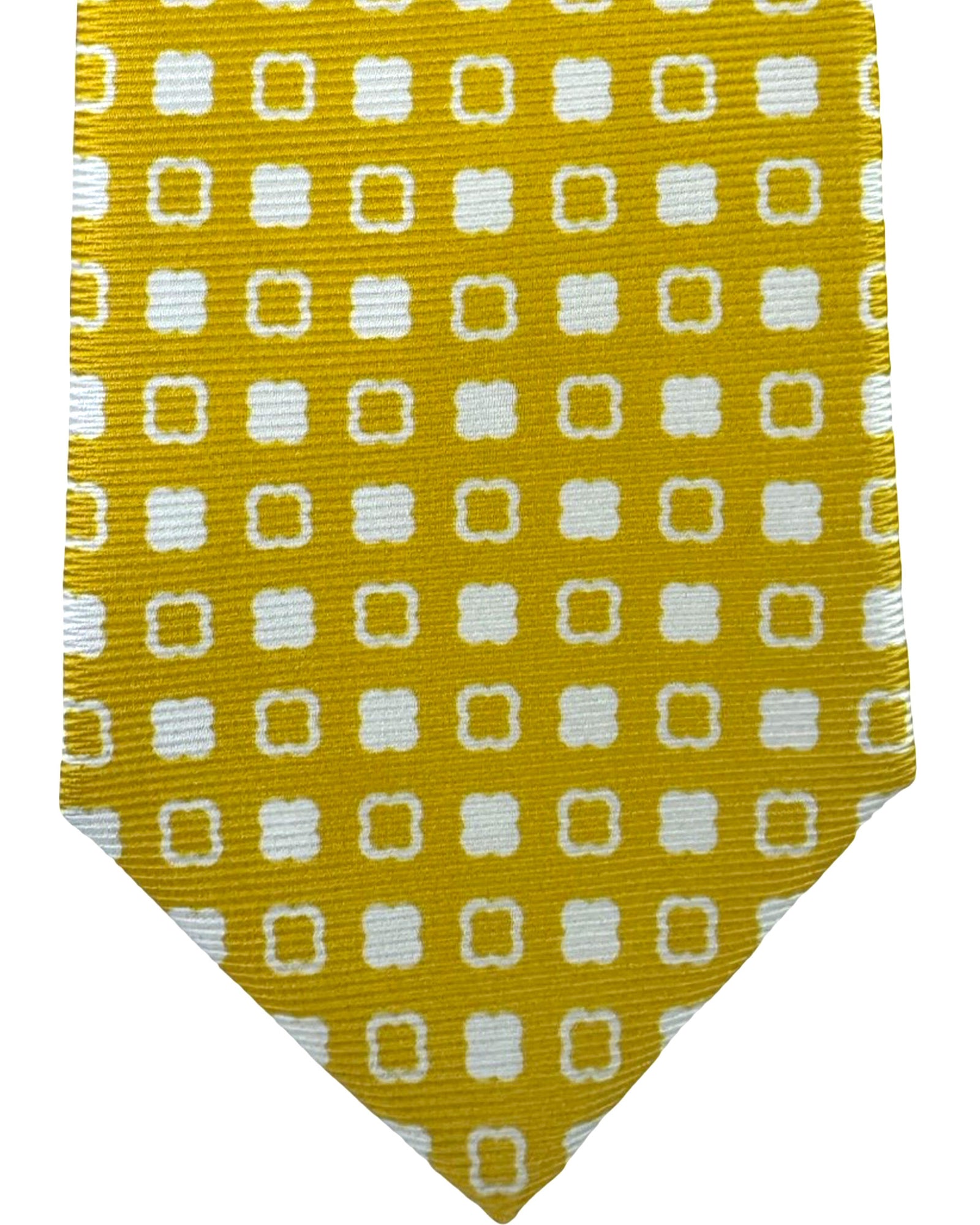 Kiton Sevenfold Tie Orange White Geometric