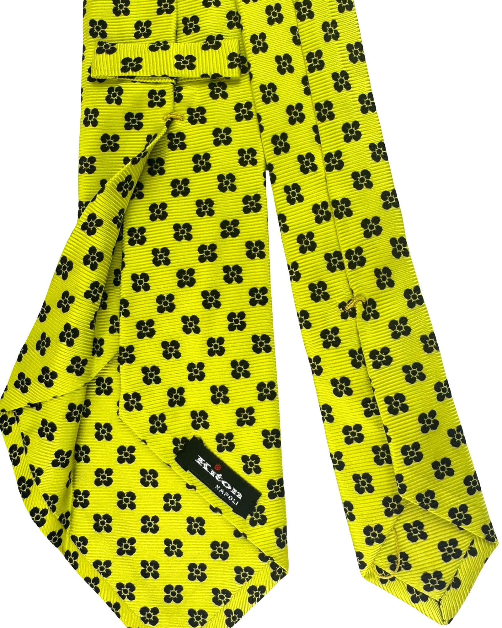 Kiton Sevenfold Tie Acid Lime Black Design