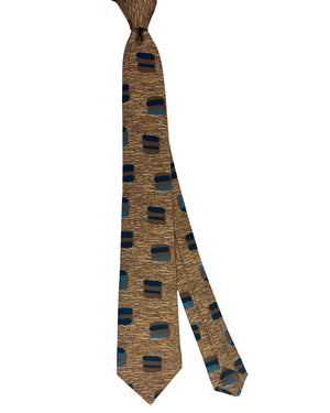 Kiton Tie Brown Beige Design - Sevenfold