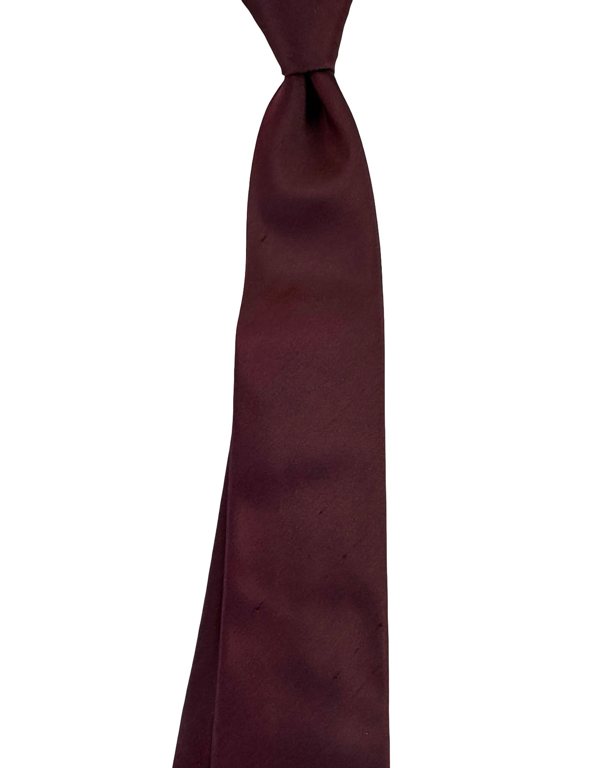 Kiton Sevenfold Tie Solid Bordeaux - Raw Silk