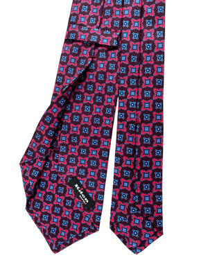 Kiton Sevenfold Tie Purple Royal Blue Geometric