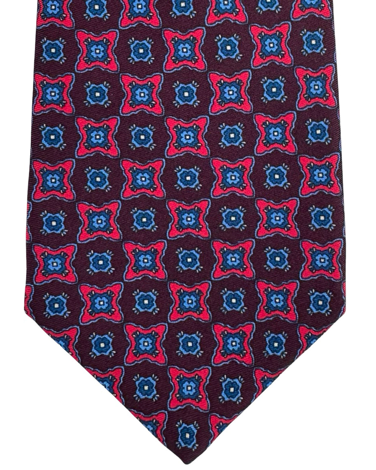 Kiton Sevenfold Tie Purple Royal Blue Geometric