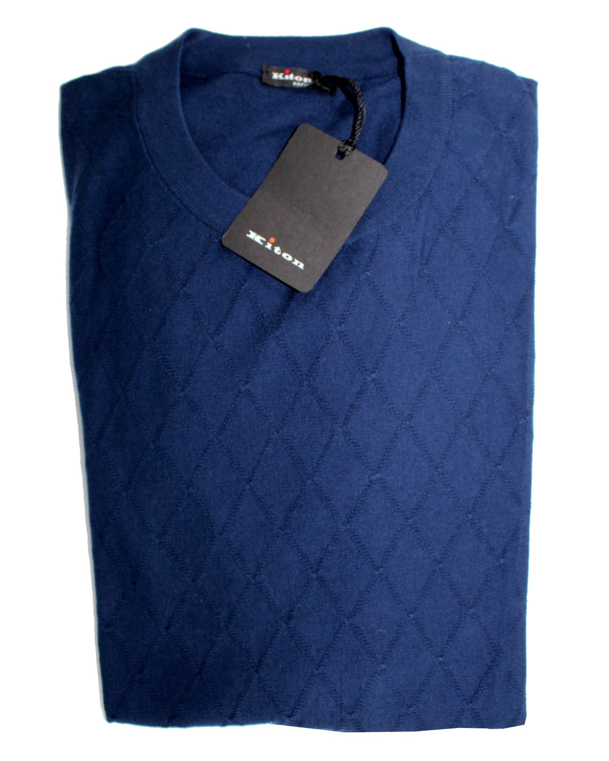 Kiton Short Sleeve Sweater Navy Argyle