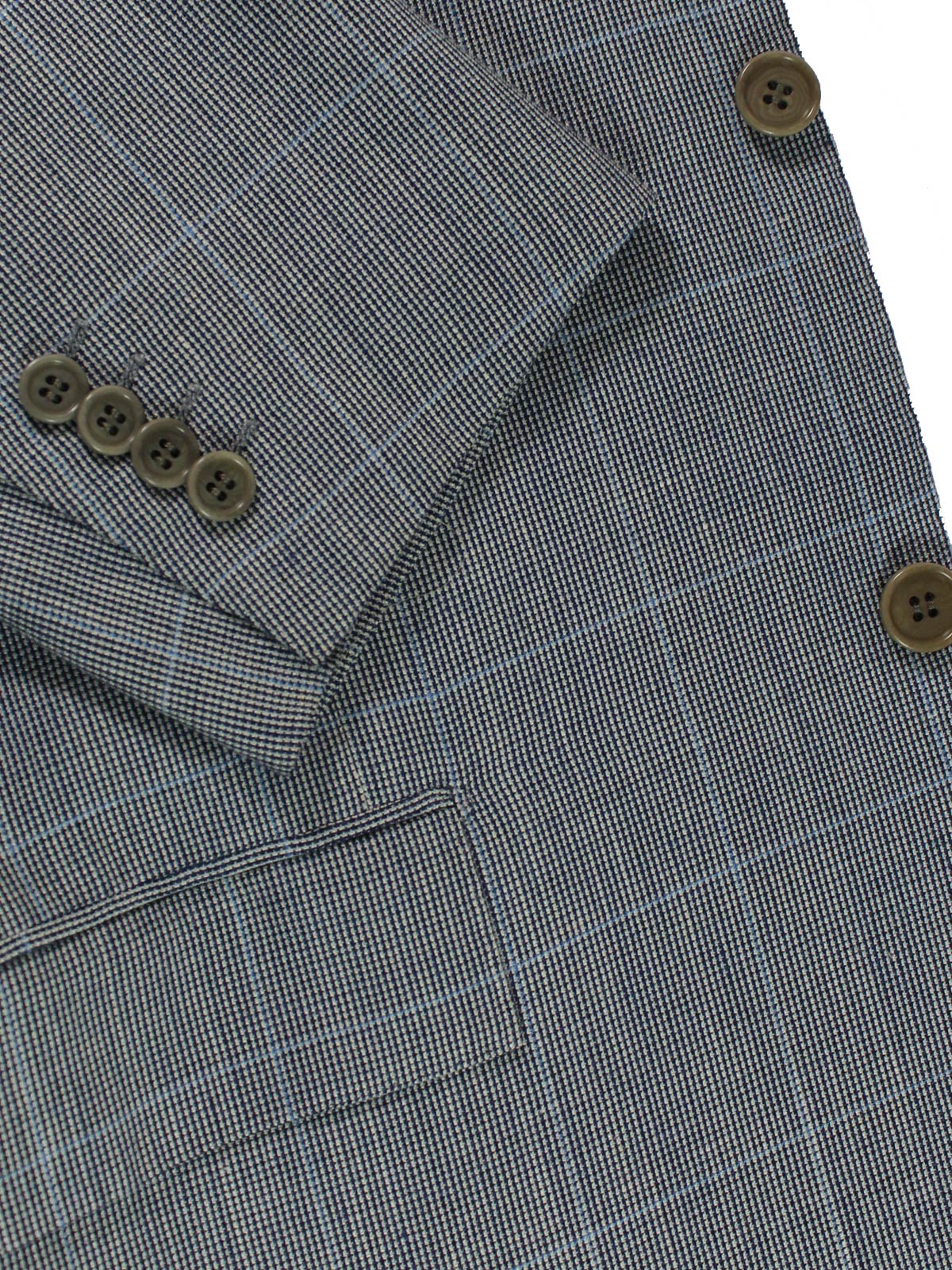 Kiton Blazer Gray Blue Windowpane 