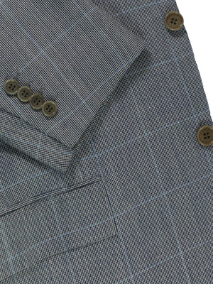 Kiton Blazer Gray Blue Windowpane 