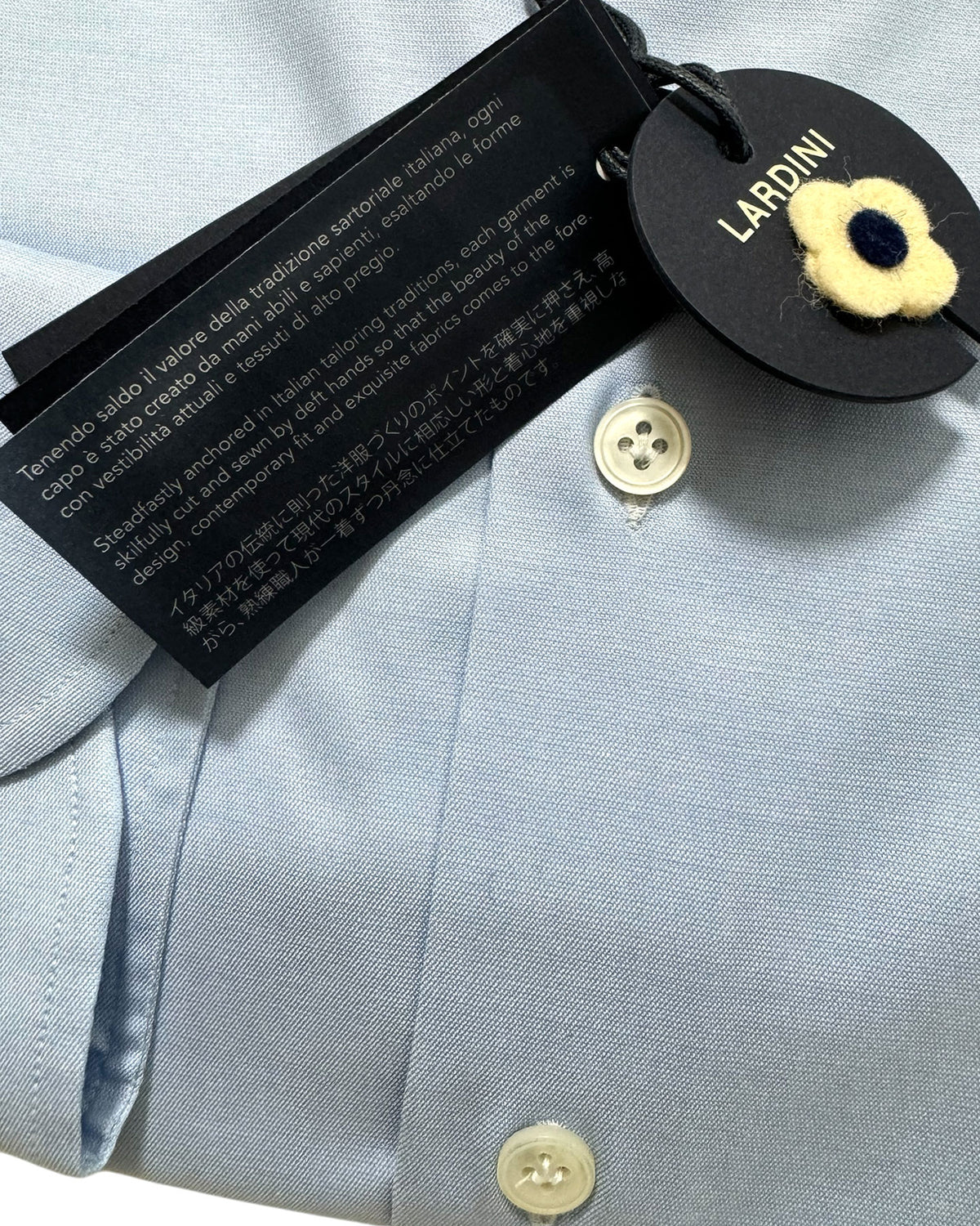 Lardini Dress Shirt Solid Blue - Spread Collar 41 - 16 SALE