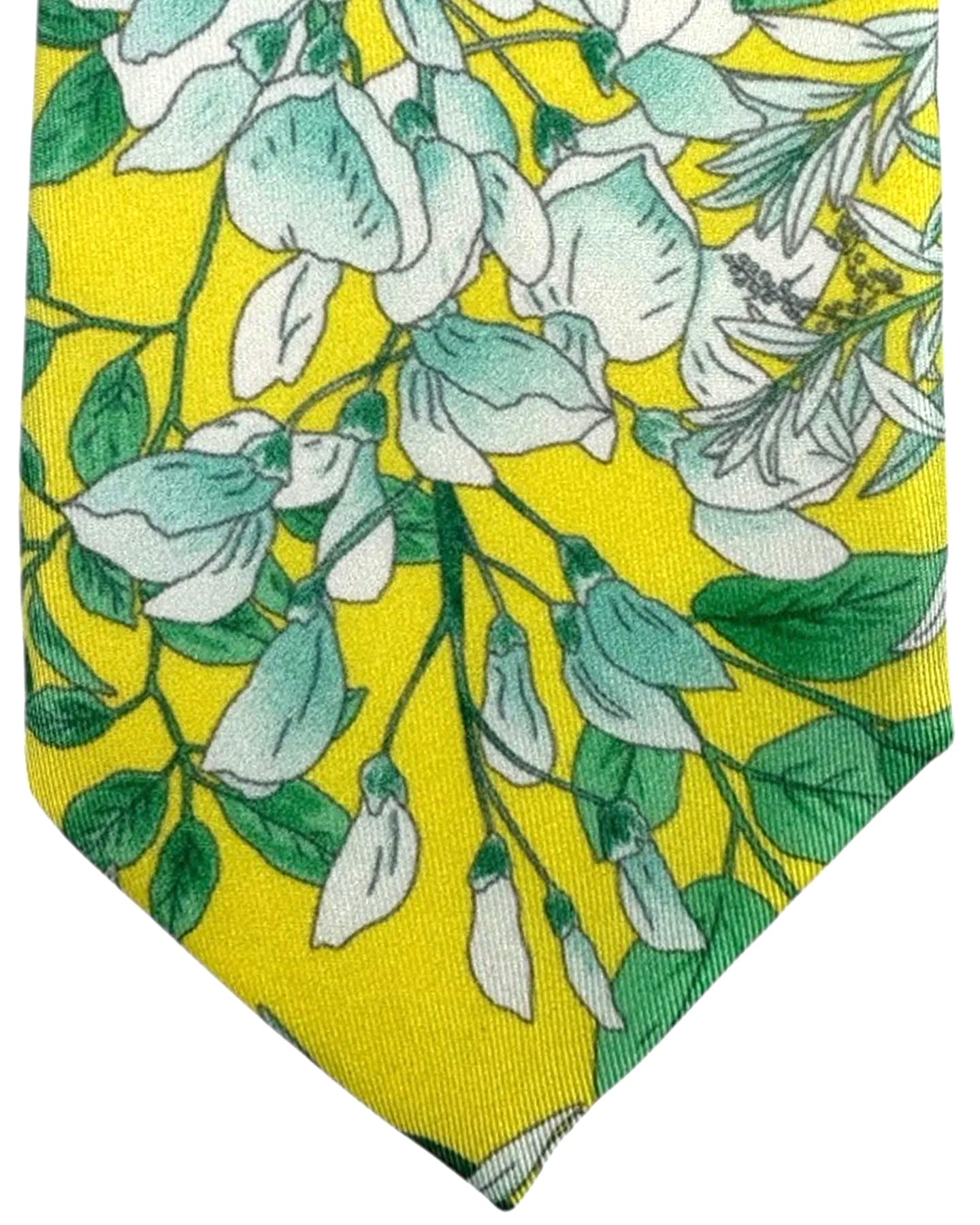 Leonard Paris Silk Tie Yellow Botanical Floral