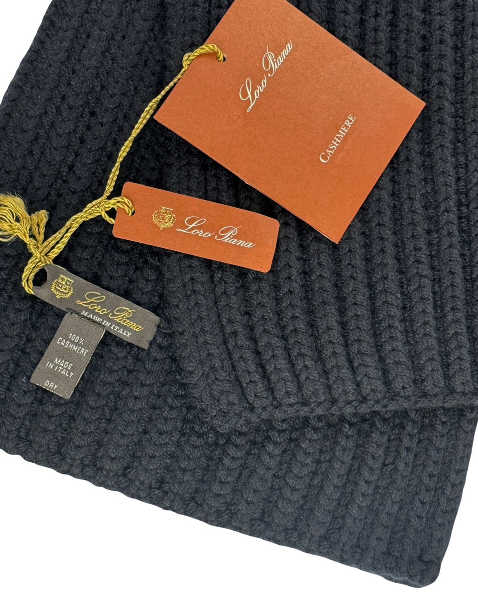 Loro Piana Cashmere Scarf Black - Woven Men Shawl New