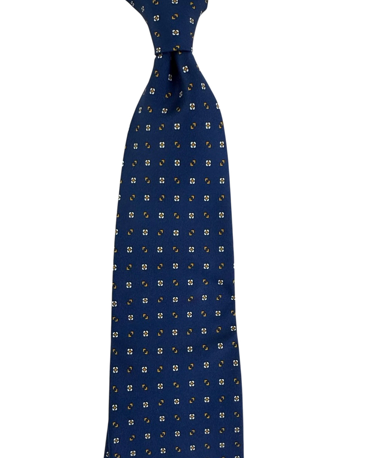 E. Marinella Silk Tie Navy Brown Geometric Design - Wide Necktie