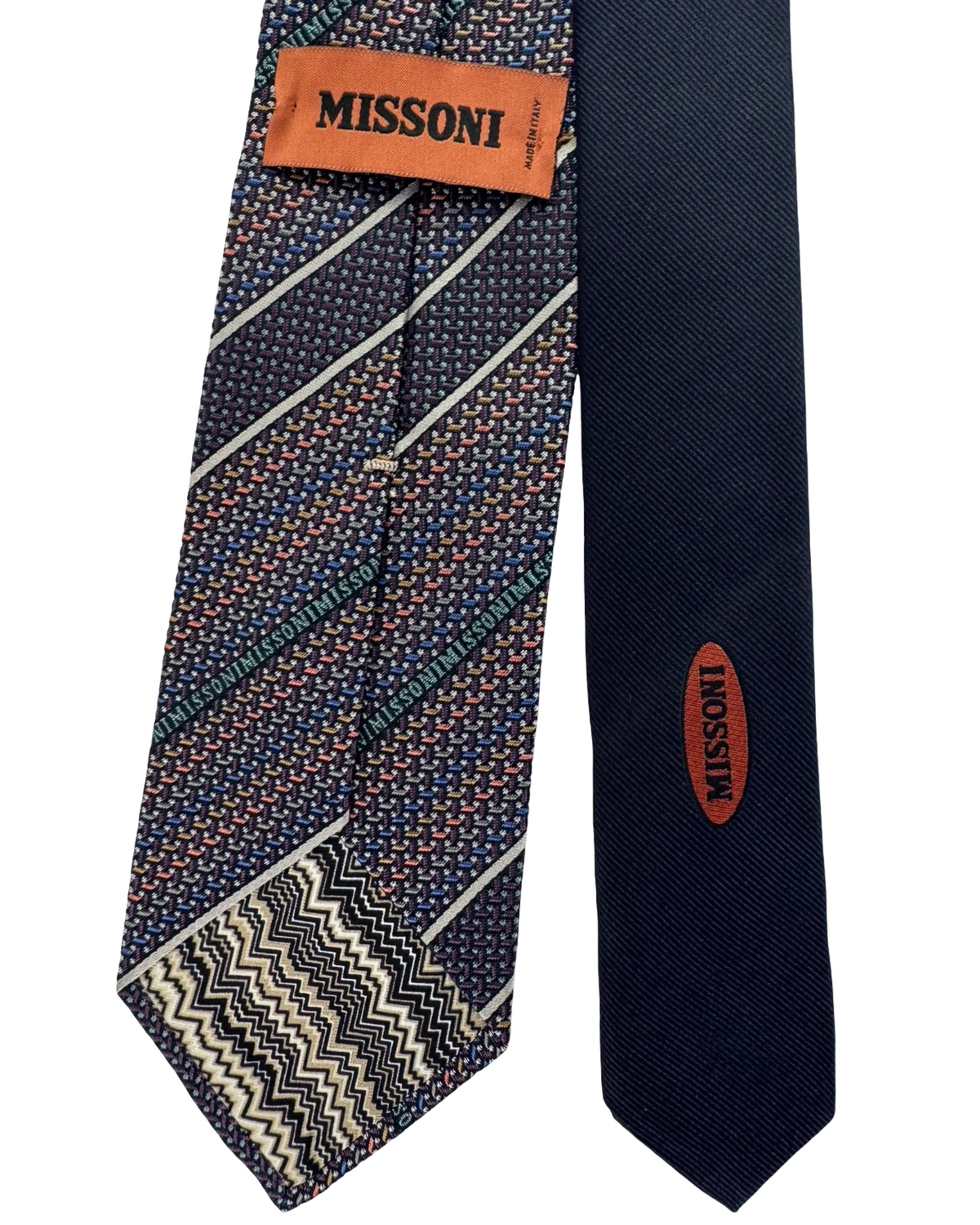 Missoni Silk Tie Purple Multicolor Stripes - Missoni