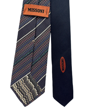Missoni Silk Tie Purple Multicolor Stripes - Missoni