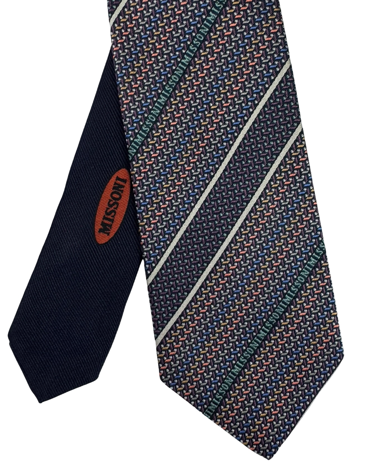 Missoni Silk Tie Purple Multicolor Stripes - Missoni