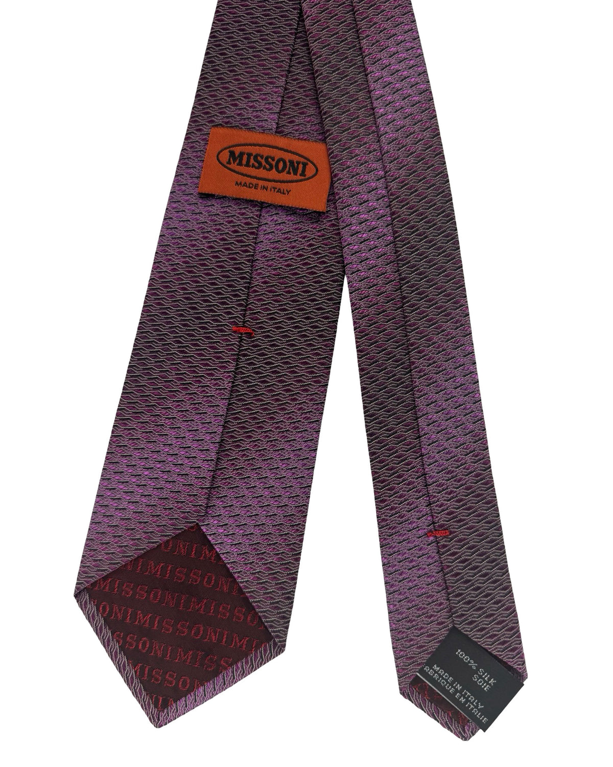 Missoni Silk Tie Purple Striped Pattern