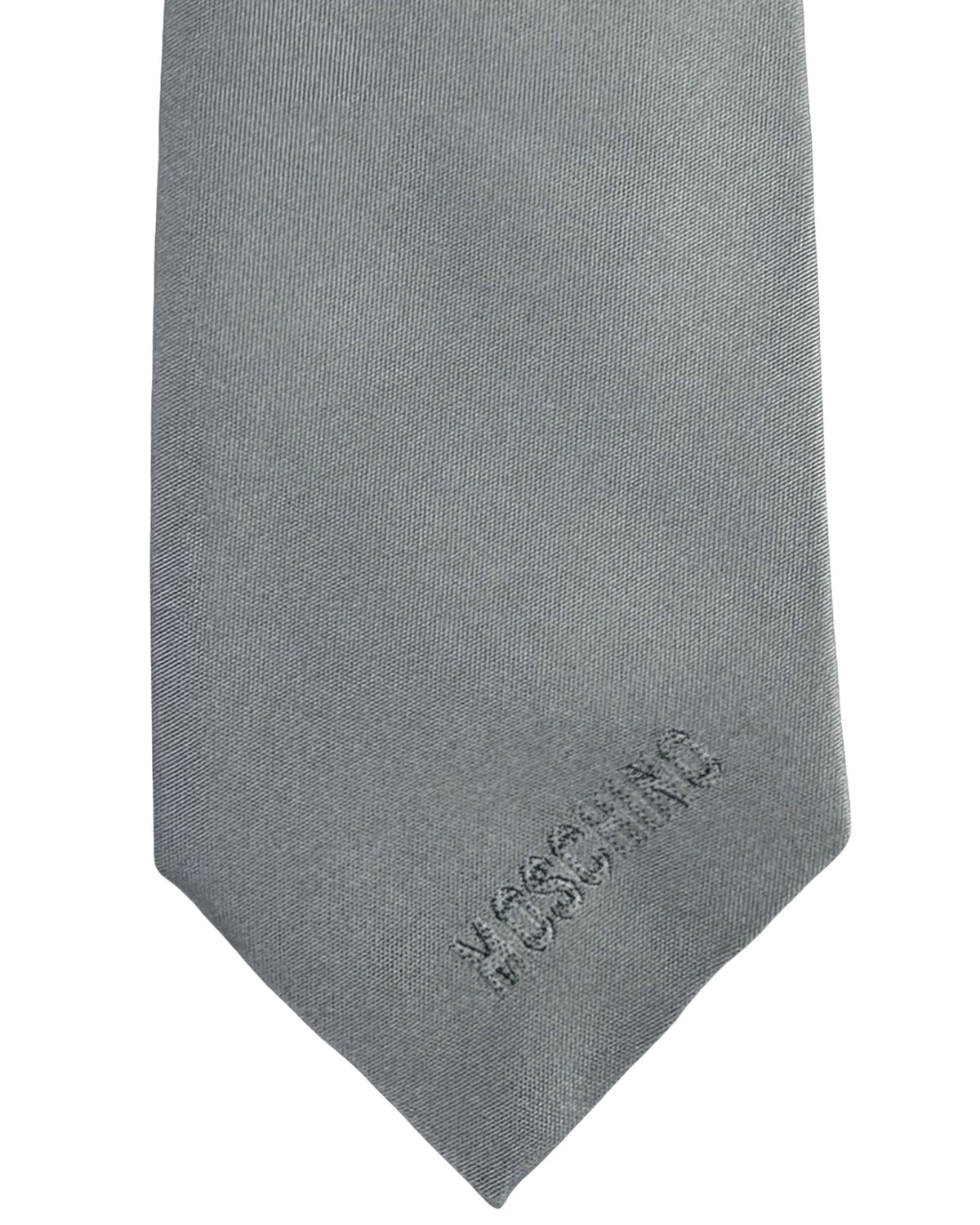Moschino Silk Tie Solid Gray & Logo
