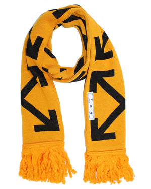 Off-White Scarf Orange Black Logo Design - Luxury Designer Shawl SALE